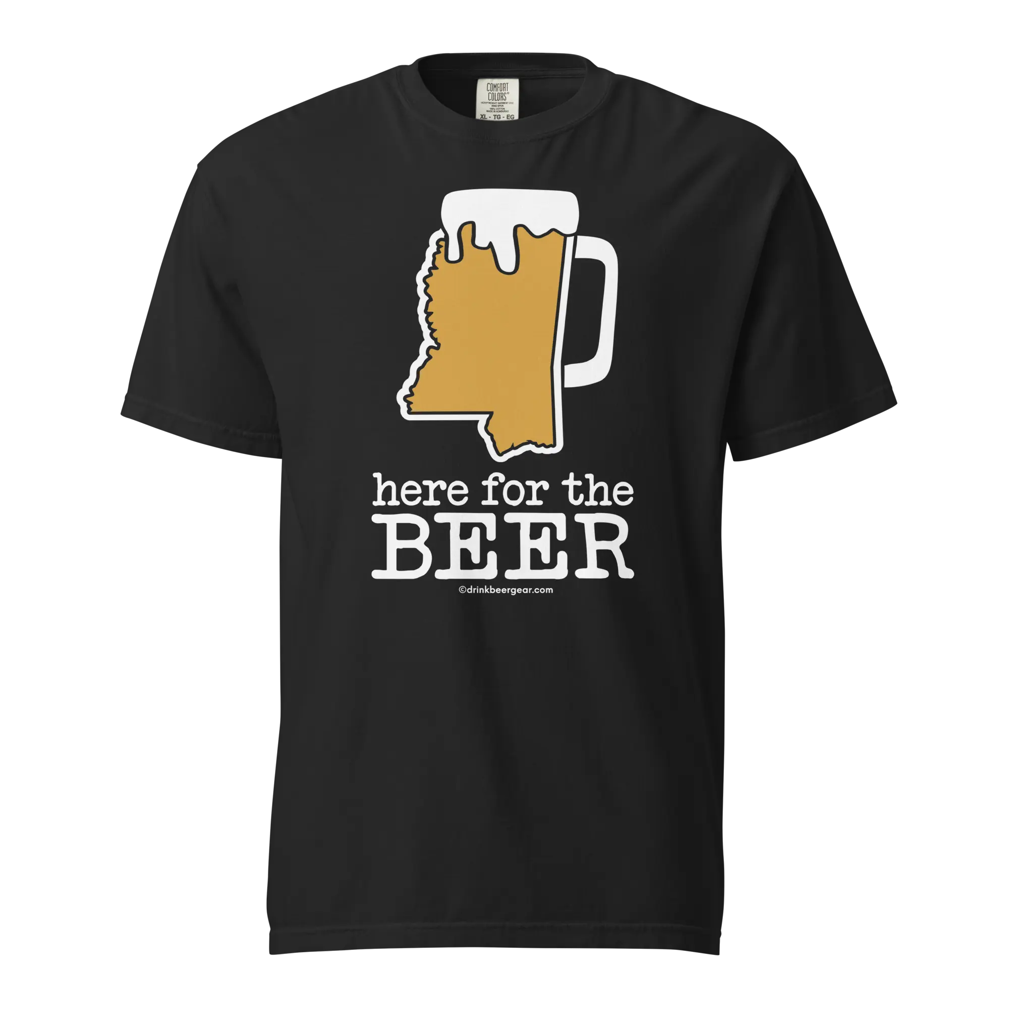 Mississippi Beer Mug Tee - Here For The Beer.- COMFORT COLORS BRAND TEE Drink Beer Gear