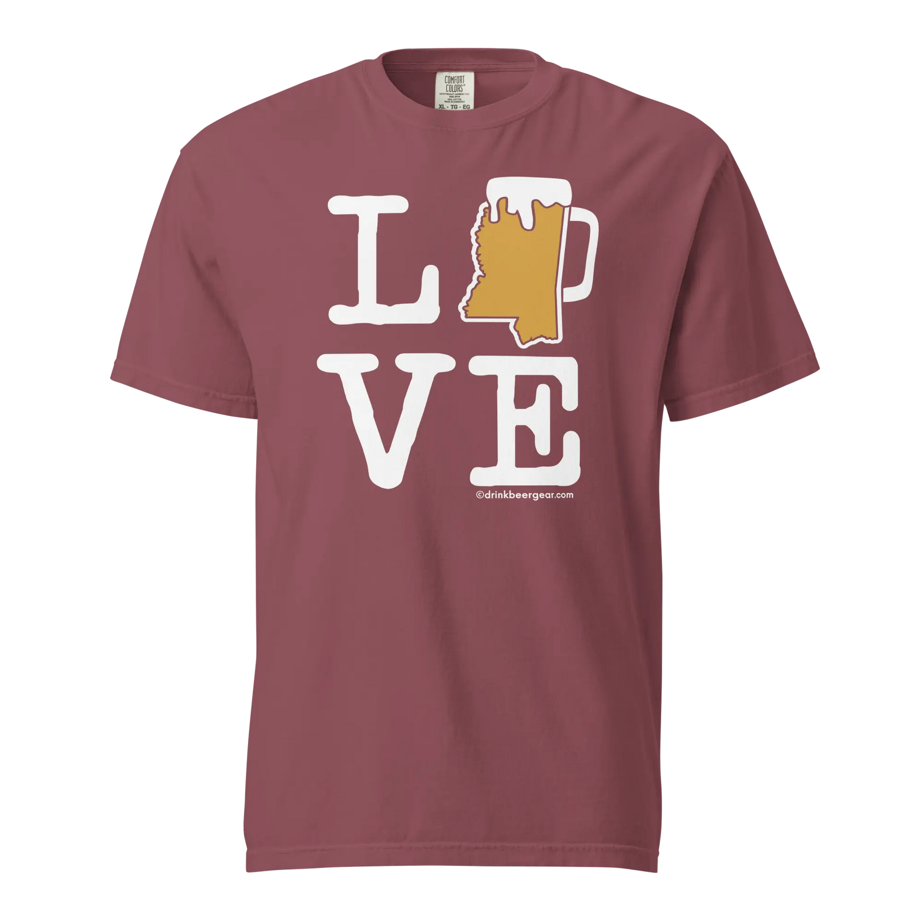 Mississippi Beer Mug Tee - LOVE - COMFORT COLORS BRAND TEE Drink Beer Gear