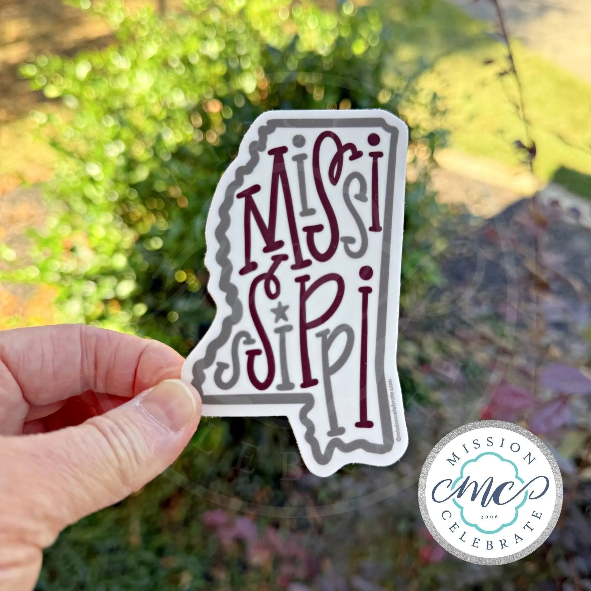 Mississippi State Pride Decal: Hand-Lettered Maroon & Gray Design | Interior/Exterior Use
