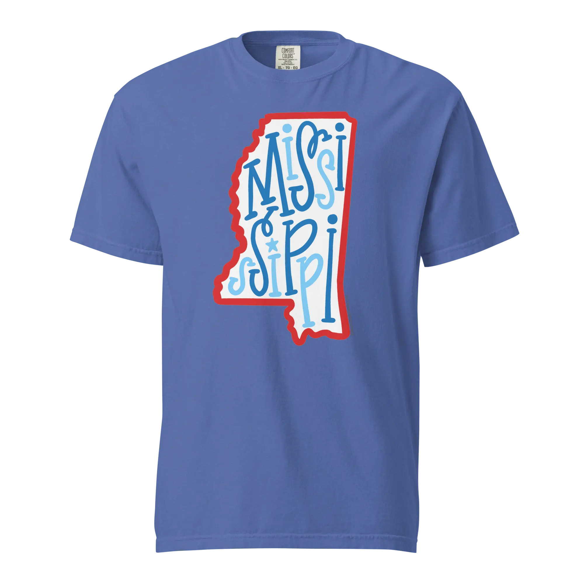 Mississippi State T-Shirt - Blue Tee with Hand-Lettered Design by Leslie Gonce - Main Street Collective
