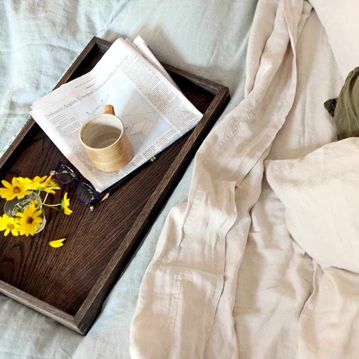 Modern Wooden Tray with Brass Details by Alabama Sawyer, Southern home decor detail photo 6