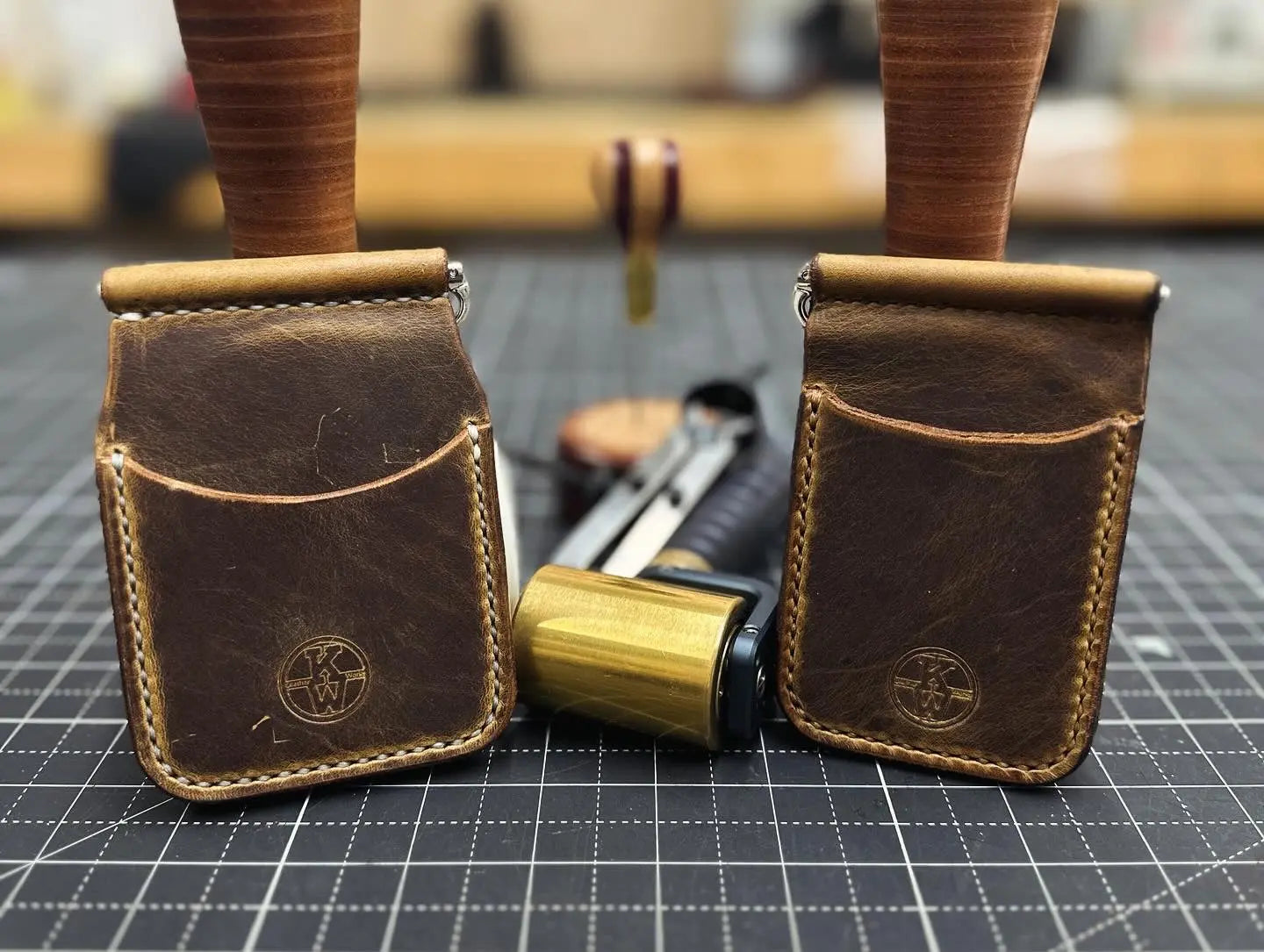 Money Clip Wallets by Kw Leatherworks, handmade leather goods main product photo