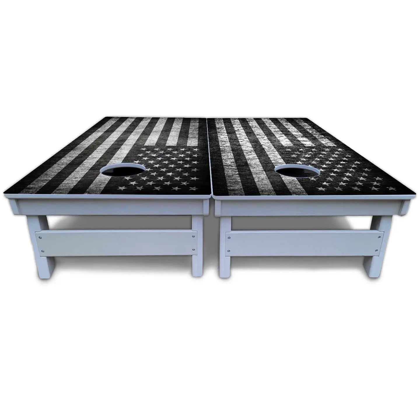 Monochrome Flag Cornhole Boards - All Weather Series Cornhole Solutions