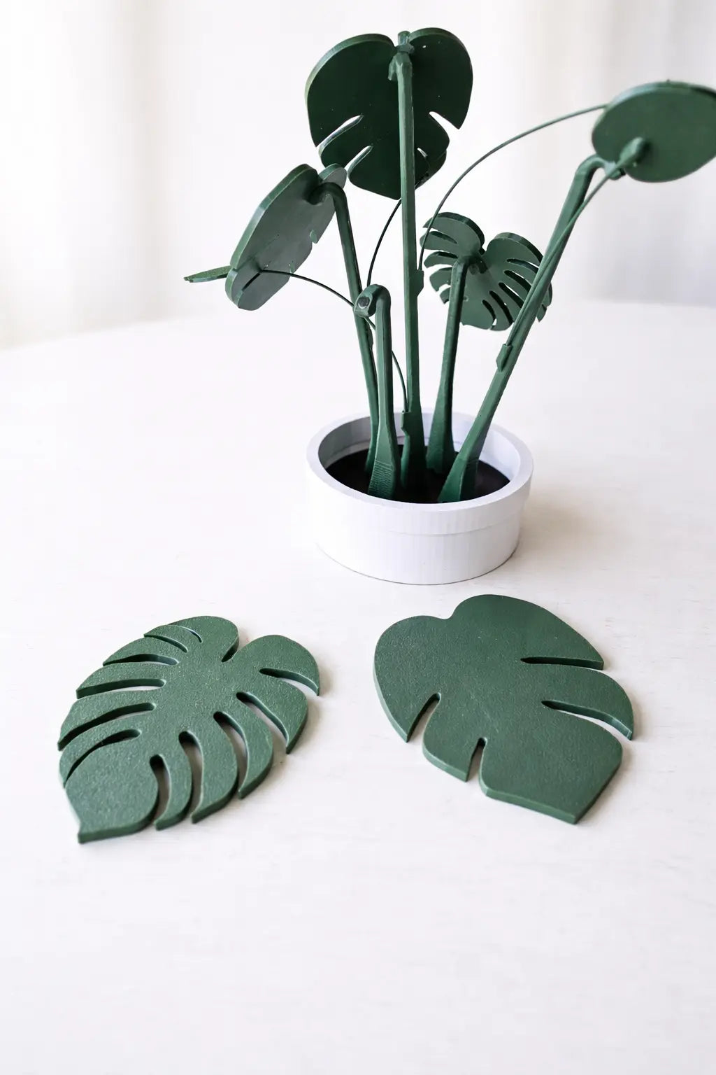 Monstera Coaster Set with Decorative Plant Holder – Modern Tropical Table Decor The Tween Space