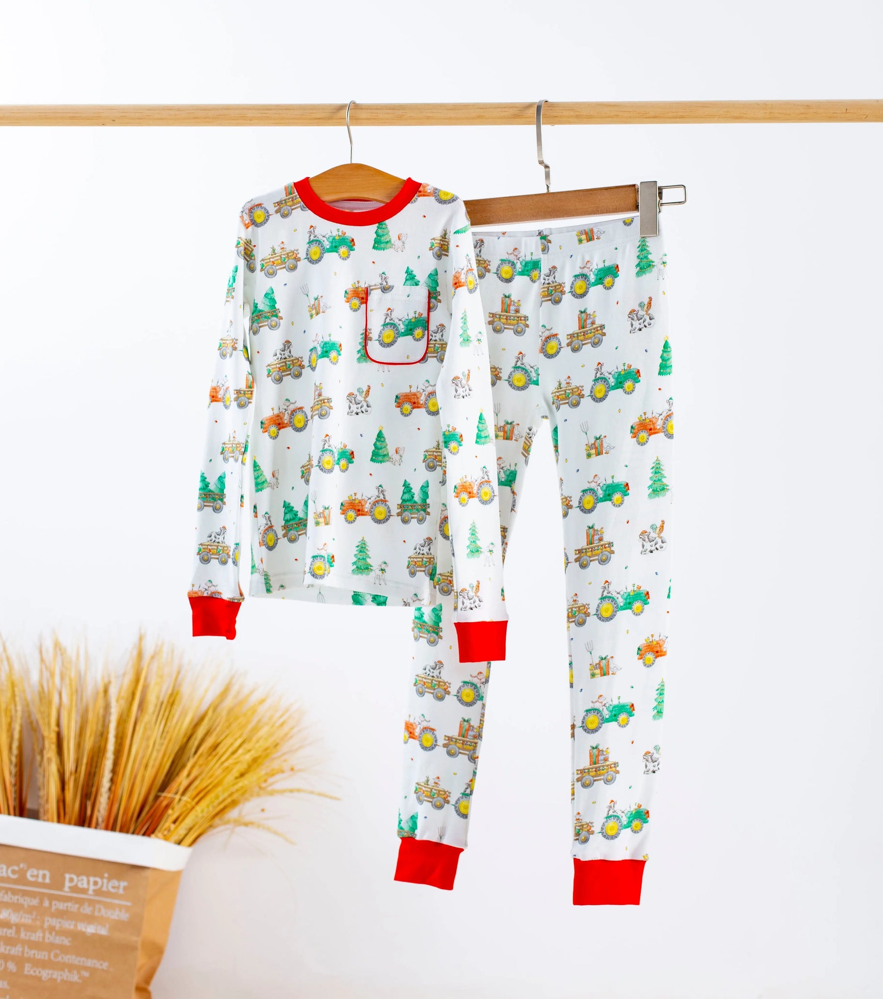 Moo-y Christmas Organic Cotton Christmas Kids Pajamas by Nola Tawk, Southern food gift main product photo