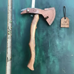 Camping Axe Damascus Steel 20 Inch Rosewood Handle with Leather Sheath