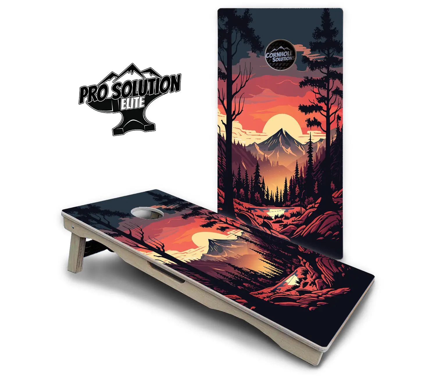 Mountain Sunset Cornhole Boards - Pro Solution Elite Series Cornhole Solutions