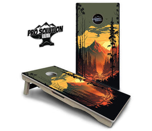 Mountain Sunset Cornhole Boards - Pro Solution Elite Series Cornhole Solutions