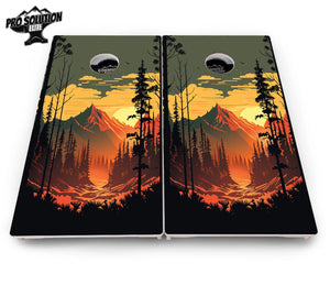 Mountain Sunset Cornhole Boards - Pro Solution Elite Series Cornhole Solutions