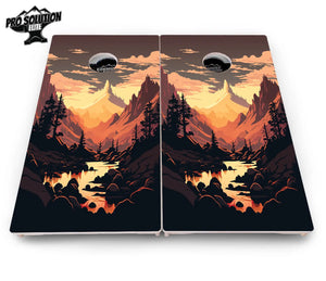 Mountain Sunset Cornhole Boards - Pro Solution Elite Series Cornhole Solutions