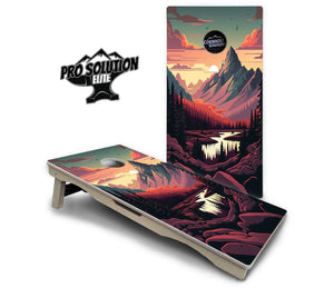 Mountain Sunset Cornhole Boards - Pro Solution Elite Series Cornhole Solutions