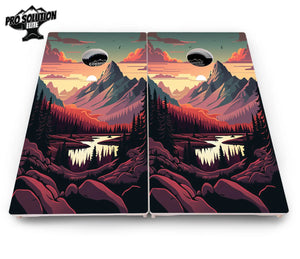 Mountain Sunset Cornhole Boards - Pro Solution Elite Series Cornhole Solutions