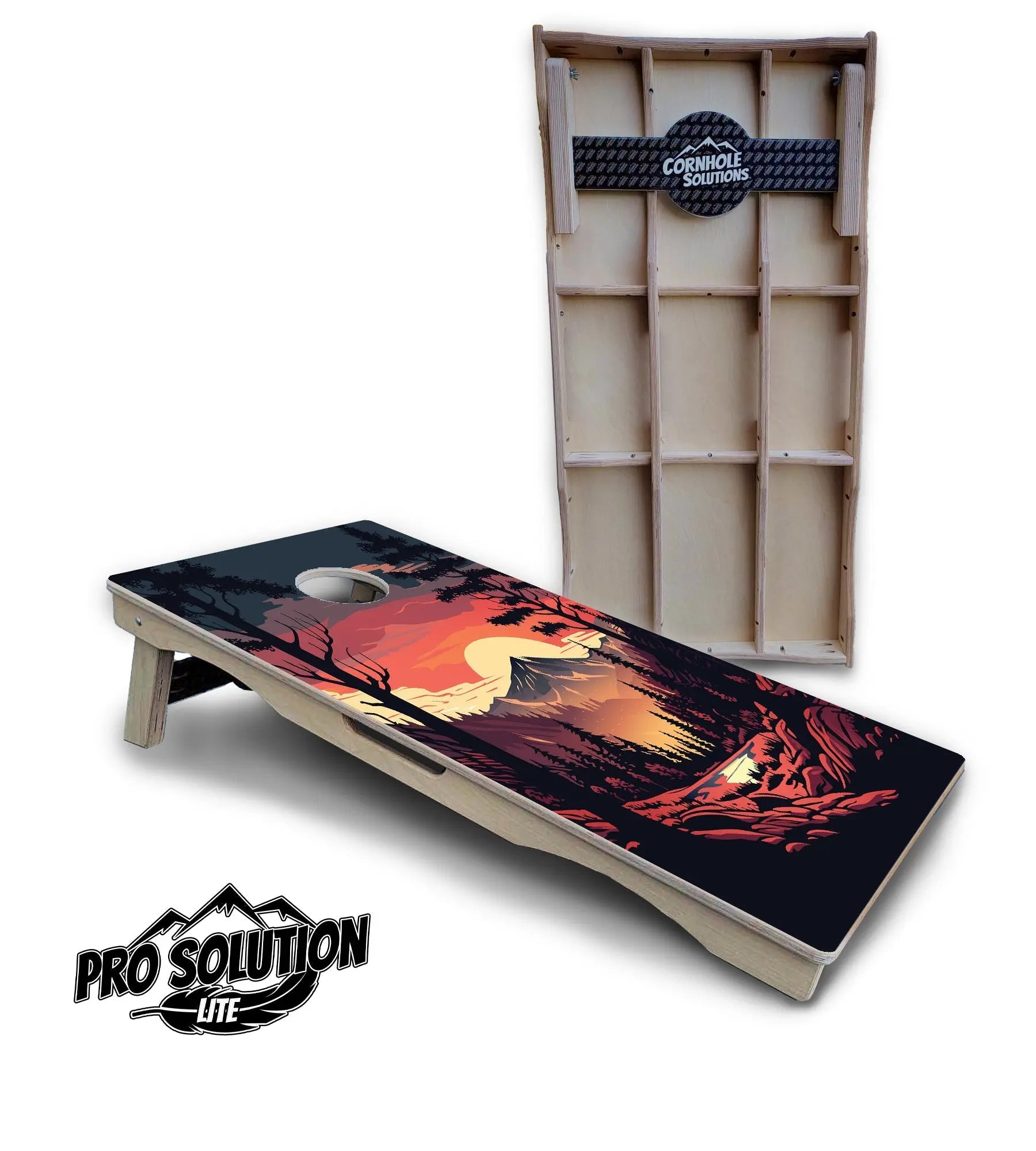 Mountain Sunset Cornhole Boards - Pro Solution Lite Series by Cornhole Solutions, custom cornhole board main product photo