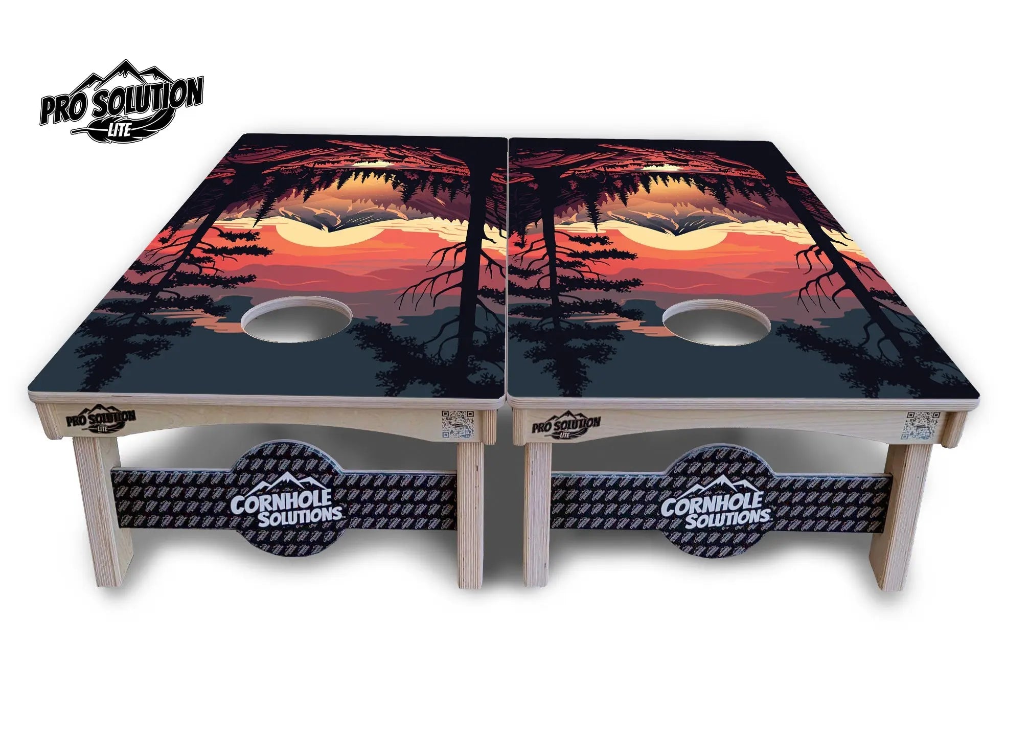 Mountain Sunset Cornhole Boards - Pro Solution Lite Series by Cornhole Solutions, custom cornhole board detail photo 2