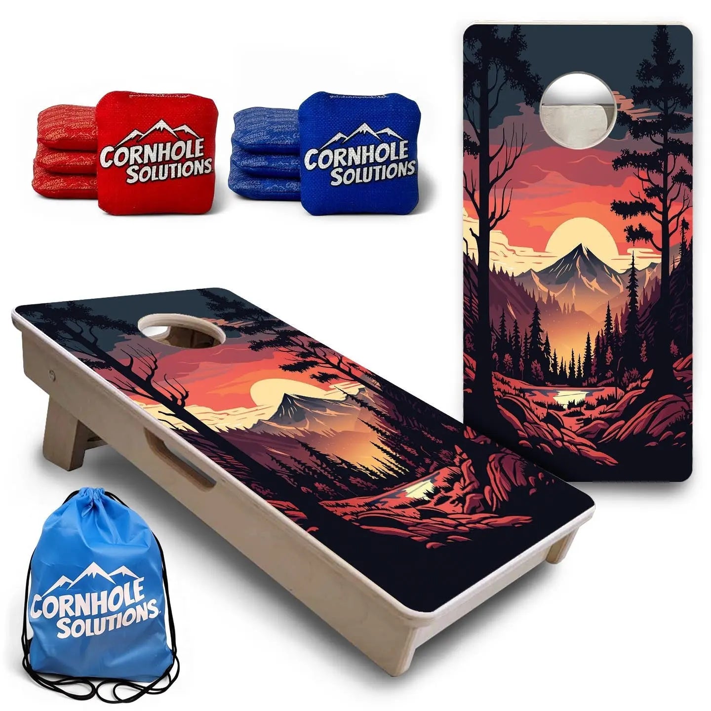 Mountain Sunset Design Options - Mini or Vacation Size Cornhole Boards by Cornhole Solutions, Southern home decor main product photo