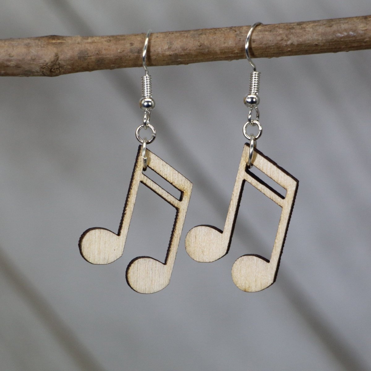 Music Note Wooden Dangle Earrings | Music Lover Jewelry by Cate's Concepts, LLC, handmade jewelry main product photo