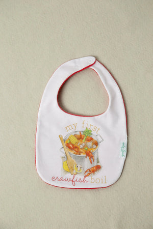 My First Crawfish Boil Organic Cotton Baby Bib by Nola Tawk, natural skincare main product photo