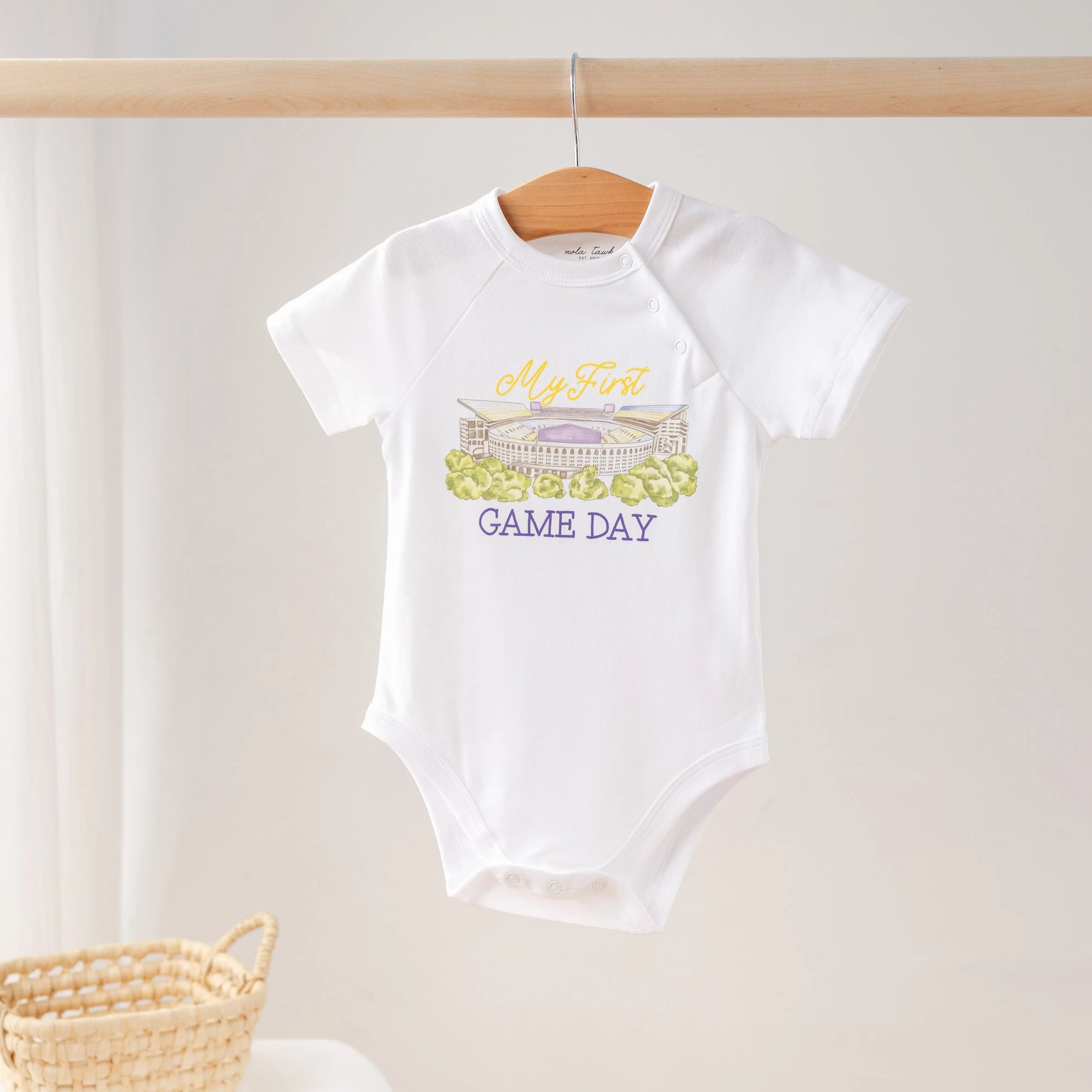 My First Game Day - LSU Organic Cotton Onesie Nola Tawk