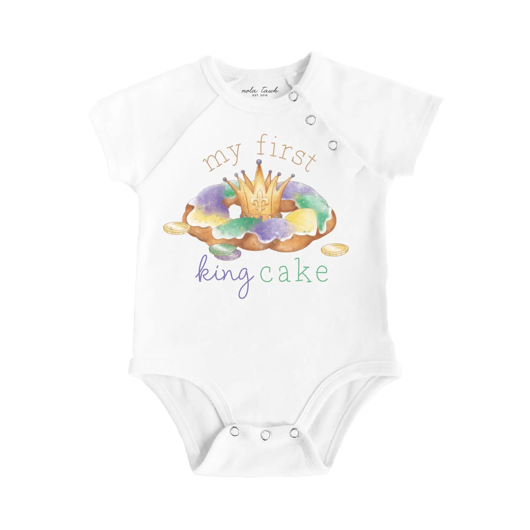 My First King Cake Organic Cotton Baby Onesie Nola Tawk