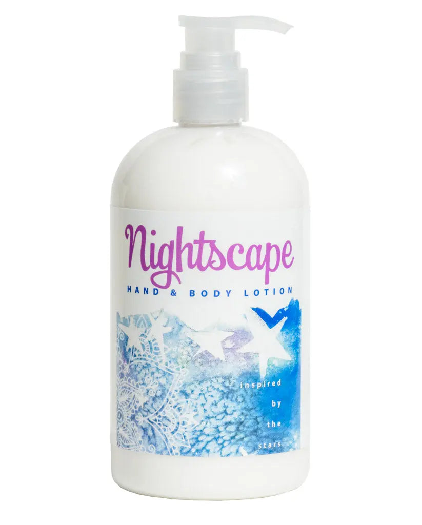 Nightscape Hand & Body Lotion with a pump dispenser and star-themed label.