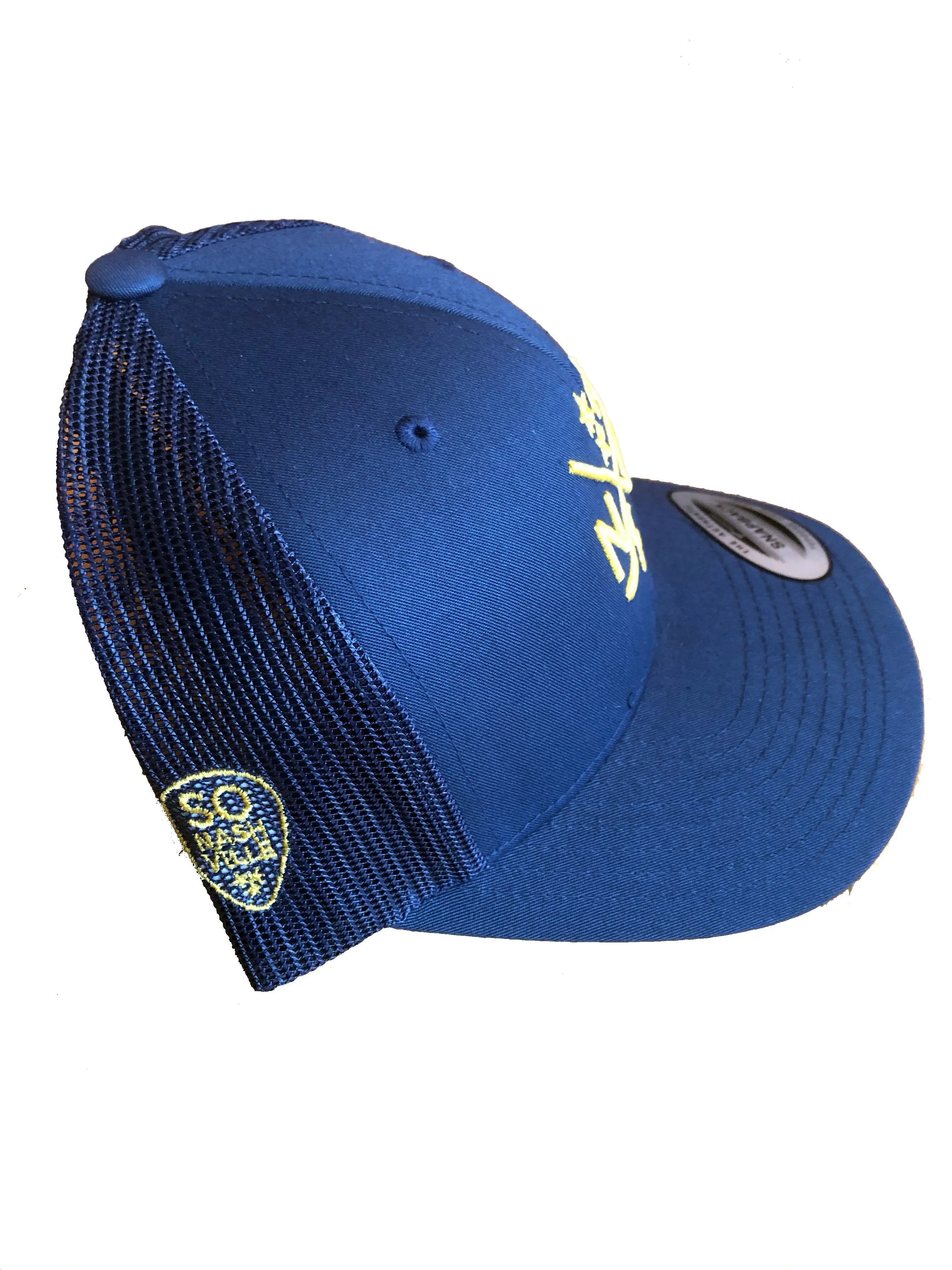 Navy blue NSH X Hockey Sticks snapback hat with mesh back and side logo