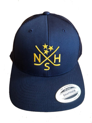 NSH X Hockey Sticks Hat Snapback (Navy/Navy) by So Nashville, Southern lifestyle apparel detail photo 3