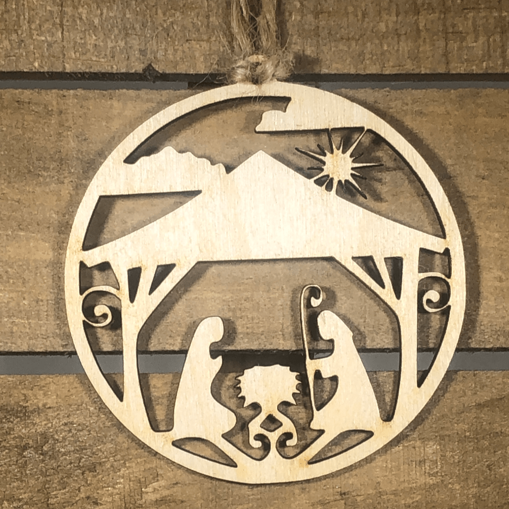 Nativity Scene Wooden Christmas Ornament | Christian Holiday Decor