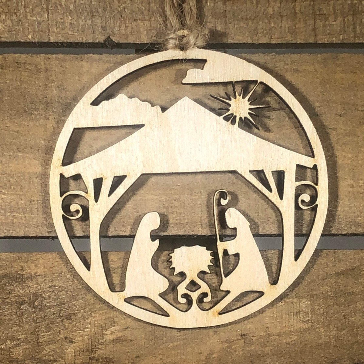 Nativity Scene Wooden Christmas Ornament | Religious Holiday Decor