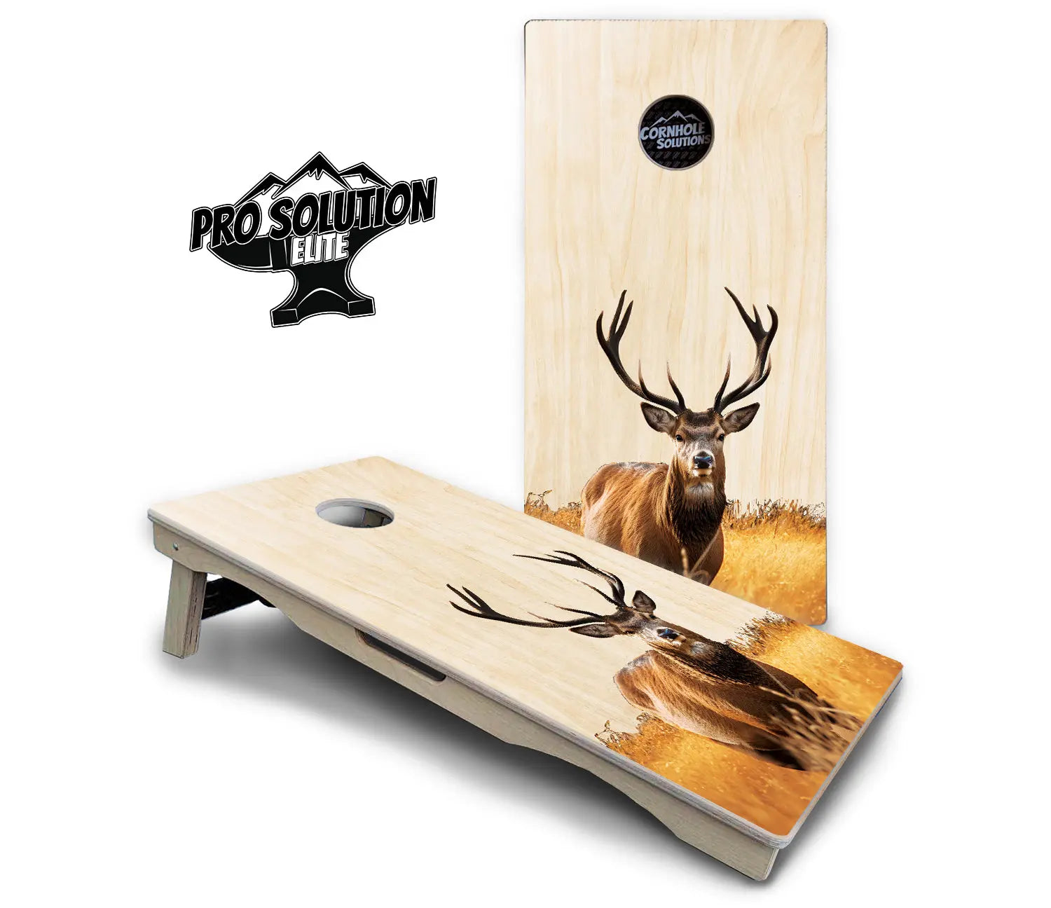 Natural Deer & Fish Cornhole Boards - Pro Solution Elite Series Cornhole Solutions
