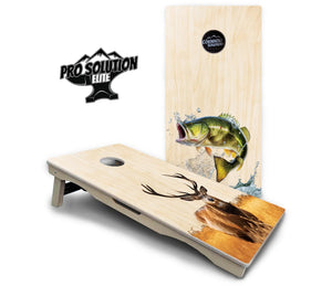 Natural Deer & Fish Cornhole Boards - Pro Solution Elite Series Cornhole Solutions