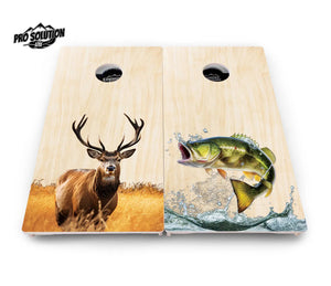 Natural Deer & Fish Cornhole Boards - Pro Solution Lite Series Cornhole Solutions