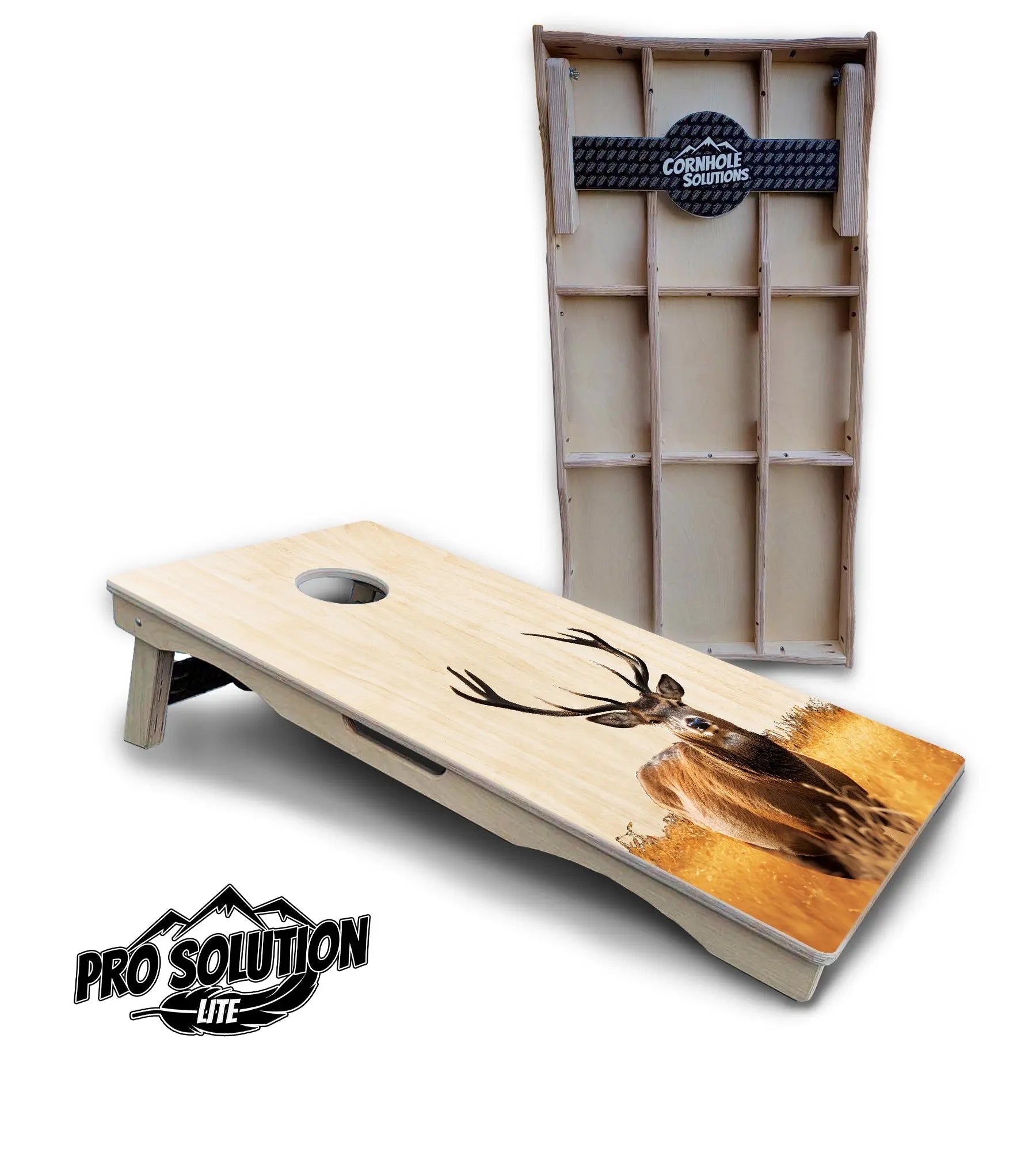 Natural Deer & Fish Cornhole Boards - Pro Solution Lite Series Cornhole Solutions