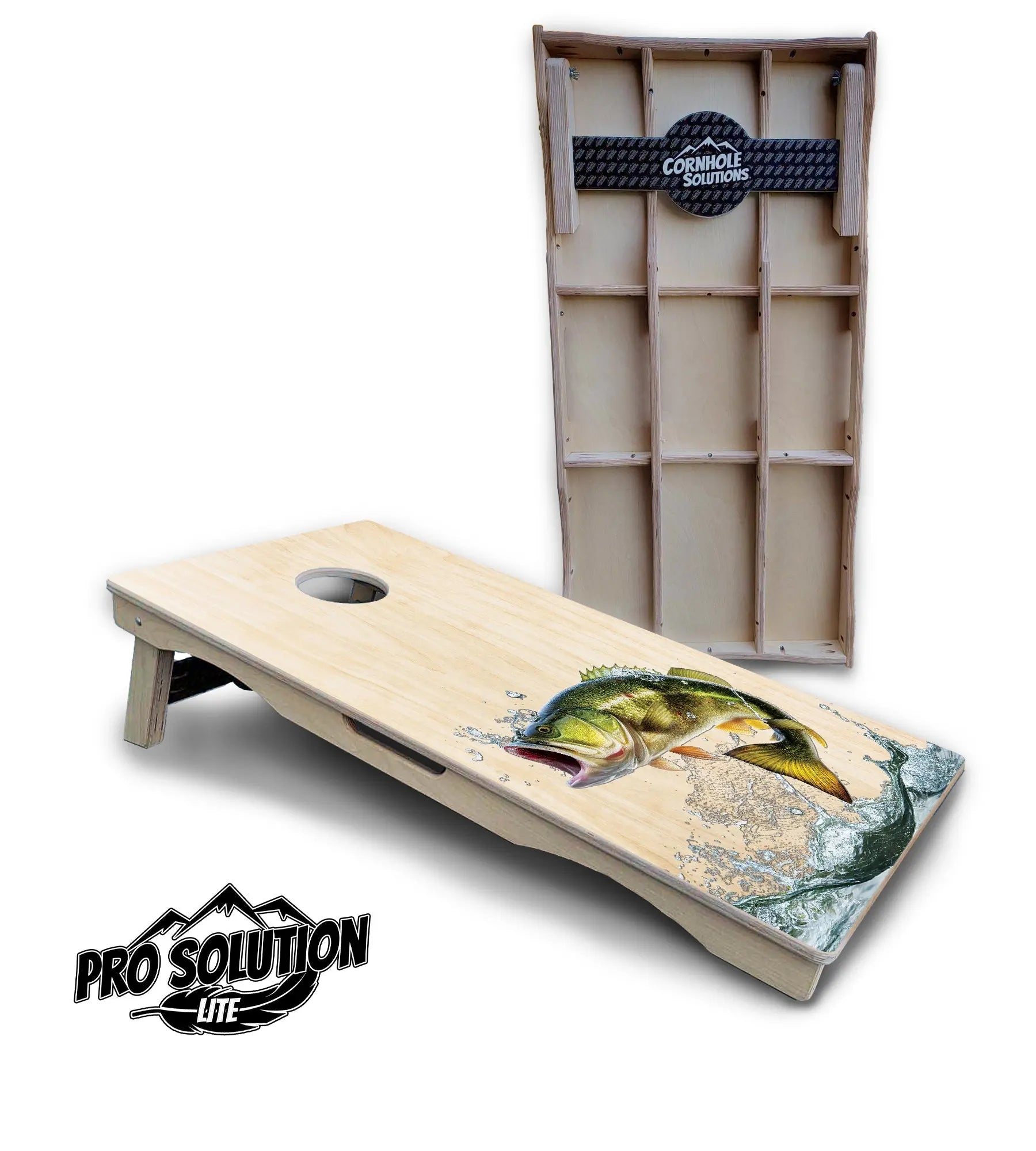 Natural Deer & Fish Cornhole Boards - Pro Solution Lite Series Cornhole Solutions