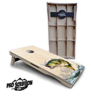 Natural Deer & Fish Cornhole Boards - Pro Solution Lite Series Cornhole Solutions