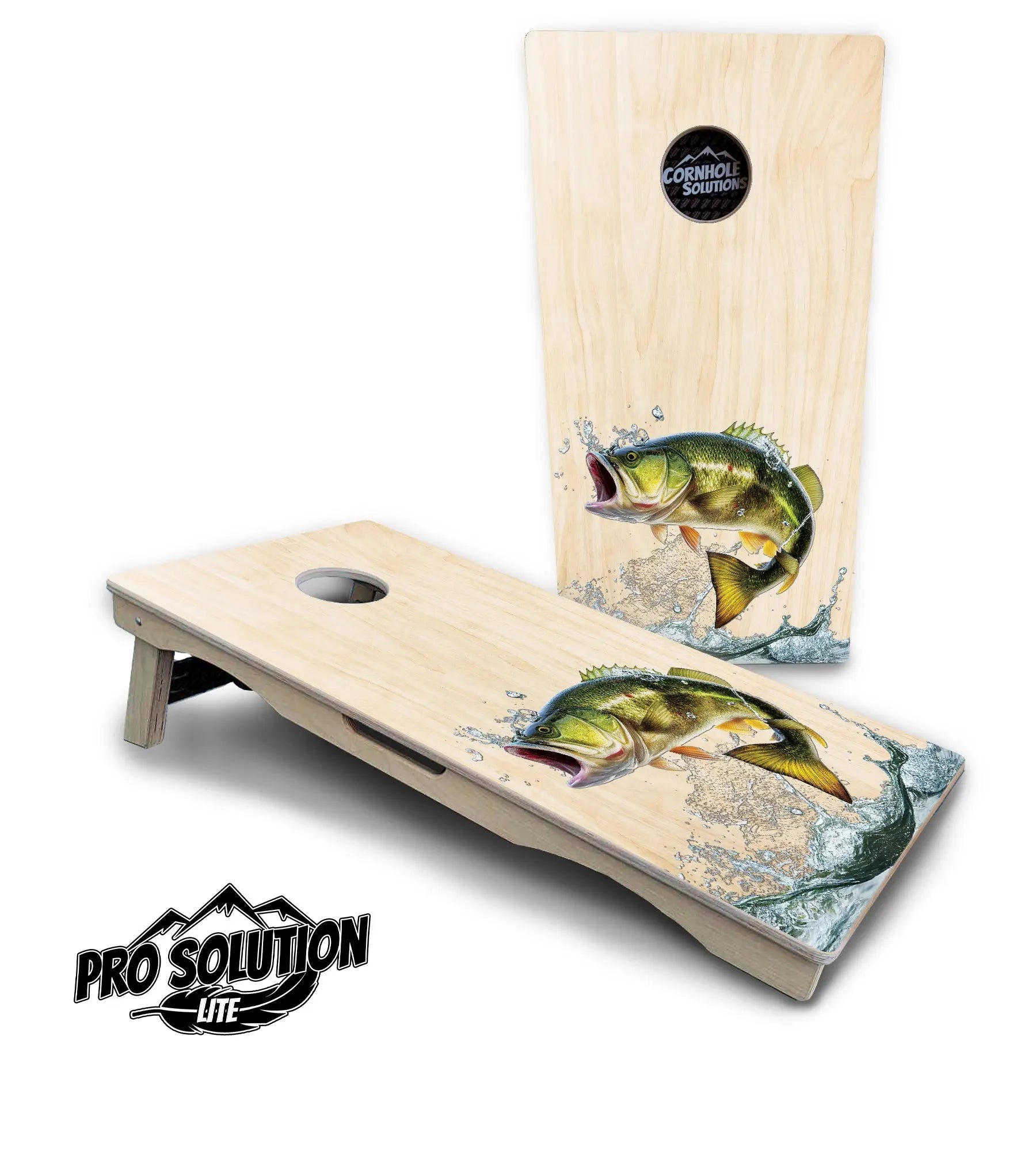 Natural Deer & Fish Cornhole Boards - Pro Solution Lite Series Cornhole Solutions