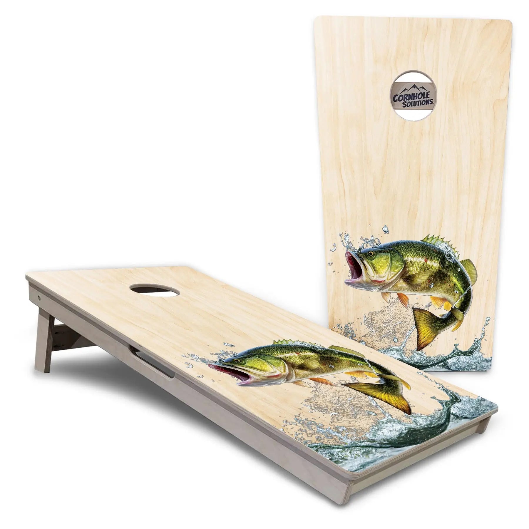Natural Deer & Fish Cornhole Boards - Professional Tournament Series Cornhole Solutions