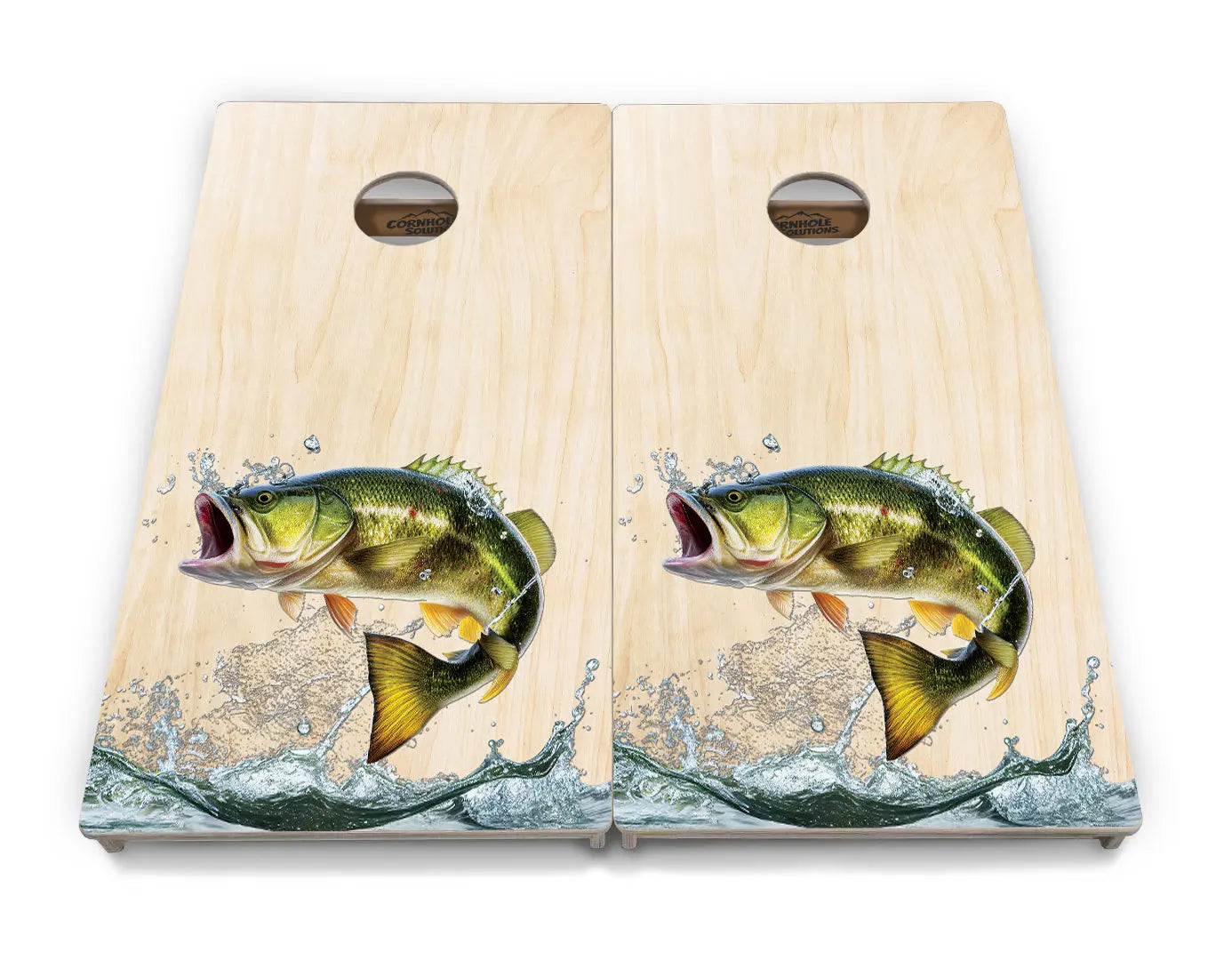 Natural Deer & Fish Cornhole Boards - Professional Tournament Series Cornhole Solutions