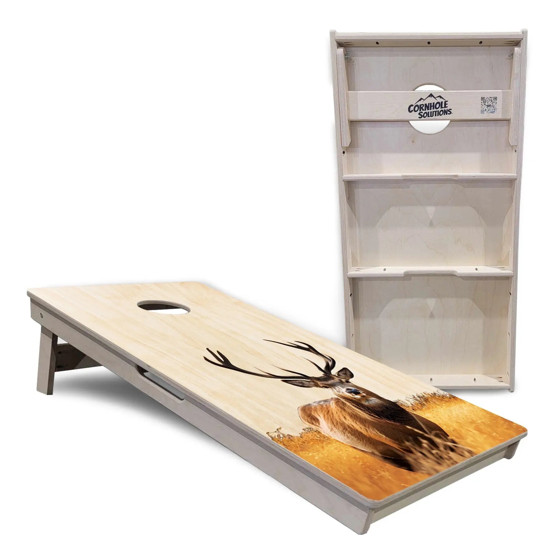 Natural Deer & Fish Cornhole Boards - Professional Tournament Series Cornhole Solutions