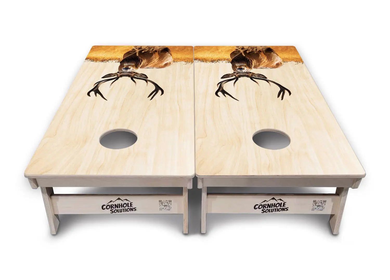 Natural Deer & Fish Cornhole Boards - Professional Tournament Series Cornhole Solutions