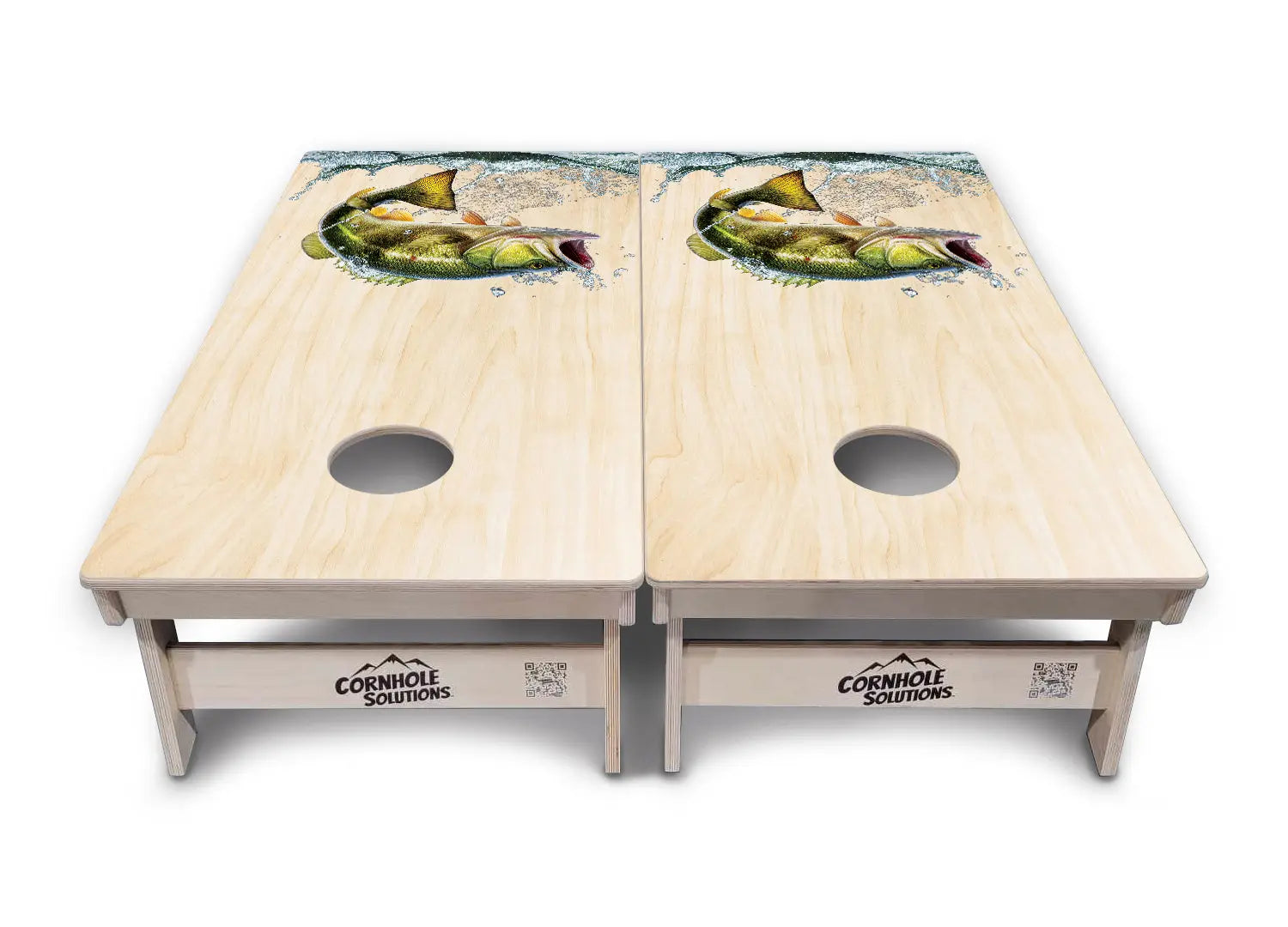 Natural Deer & Fish Cornhole Boards - Professional Tournament Series Cornhole Solutions