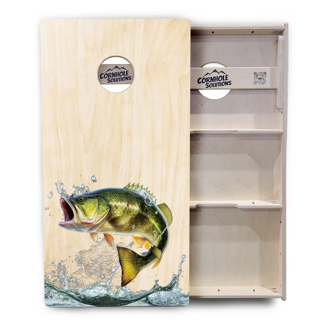 Natural Deer & Fish Cornhole Boards - Professional Tournament Series Cornhole Solutions