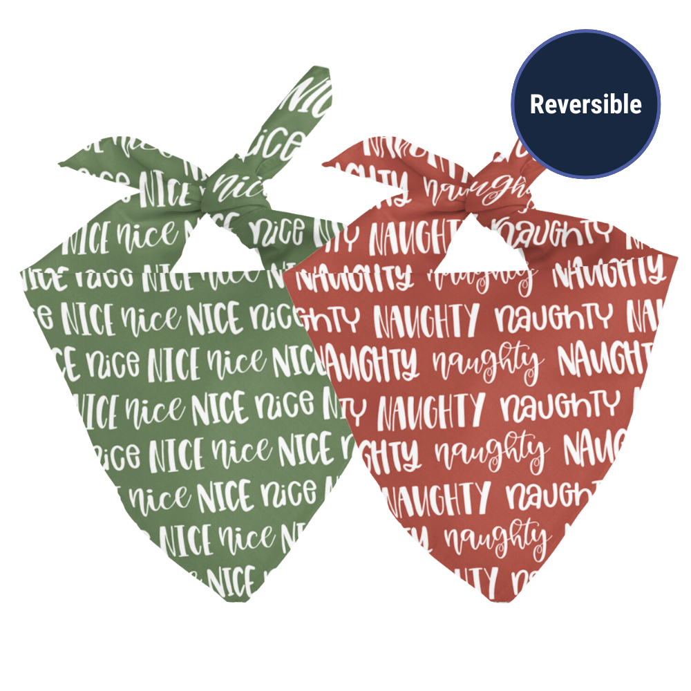 Naughty or Nice Christmas Reversible Dog Bandana by Dog Bandana Co., product view 2