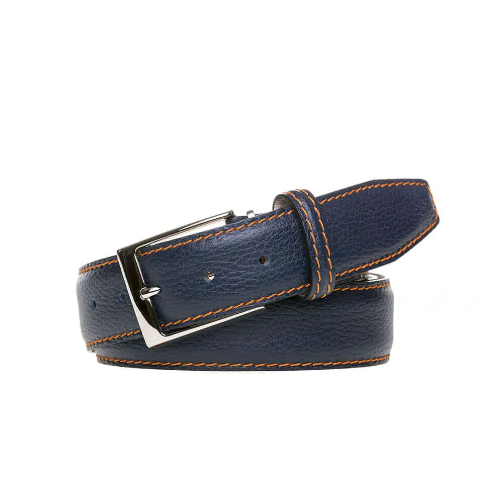 Navy Italian Pebble Grain Belt