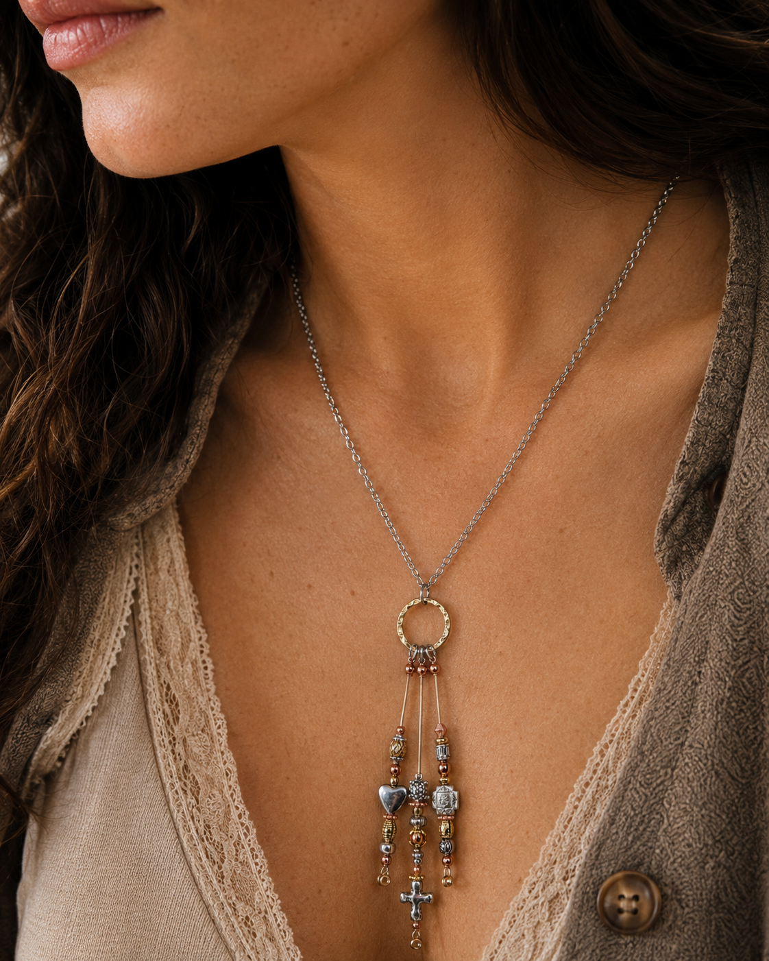Bright Tri Colored Guitar String Necklace