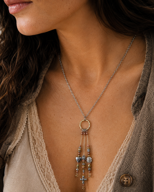 Bright Tri Colored Guitar String Necklace by N Harmony Jewelry, handmade jewelry main product photo
