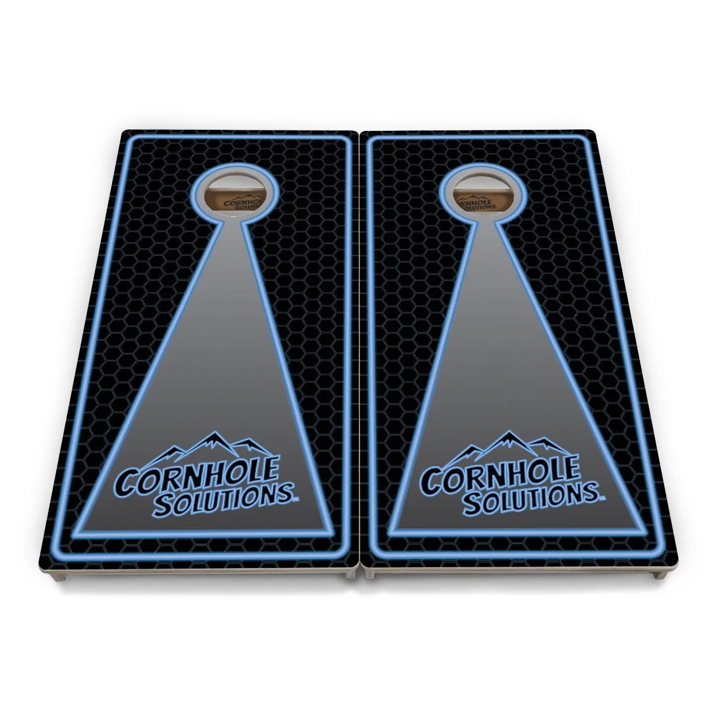 Neon Keyhole Cornhole Boards - Professional Tournament Series by Cornhole Solutions, custom cornhole board detail photo 2