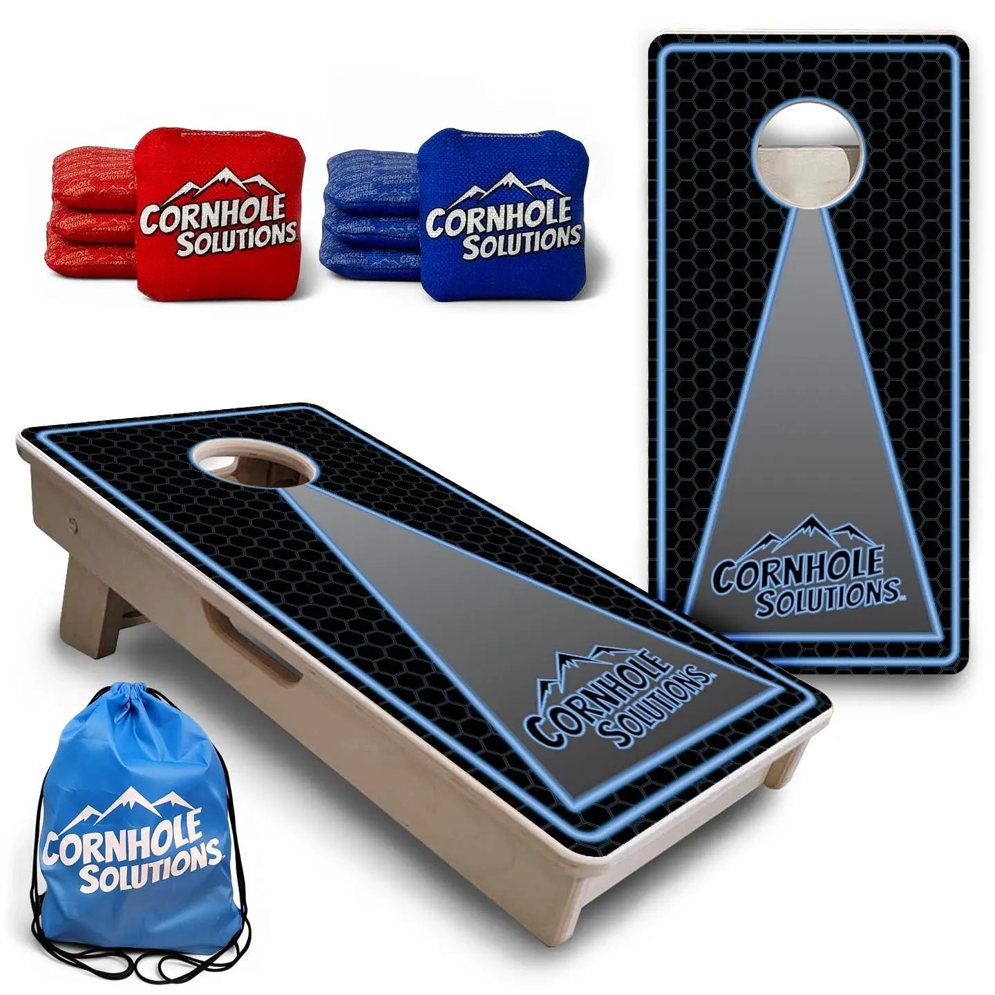 Neon - Mini Cornhole Board Set (12" x 24") with 8 Mini Bags by Cornhole Solutions, custom cornhole board main product photo