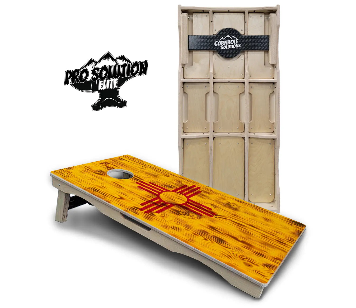 New Mexico Flag Cornhole Boards - Pro Solution Elite Series by Cornhole Solutions, custom cornhole board main product photo