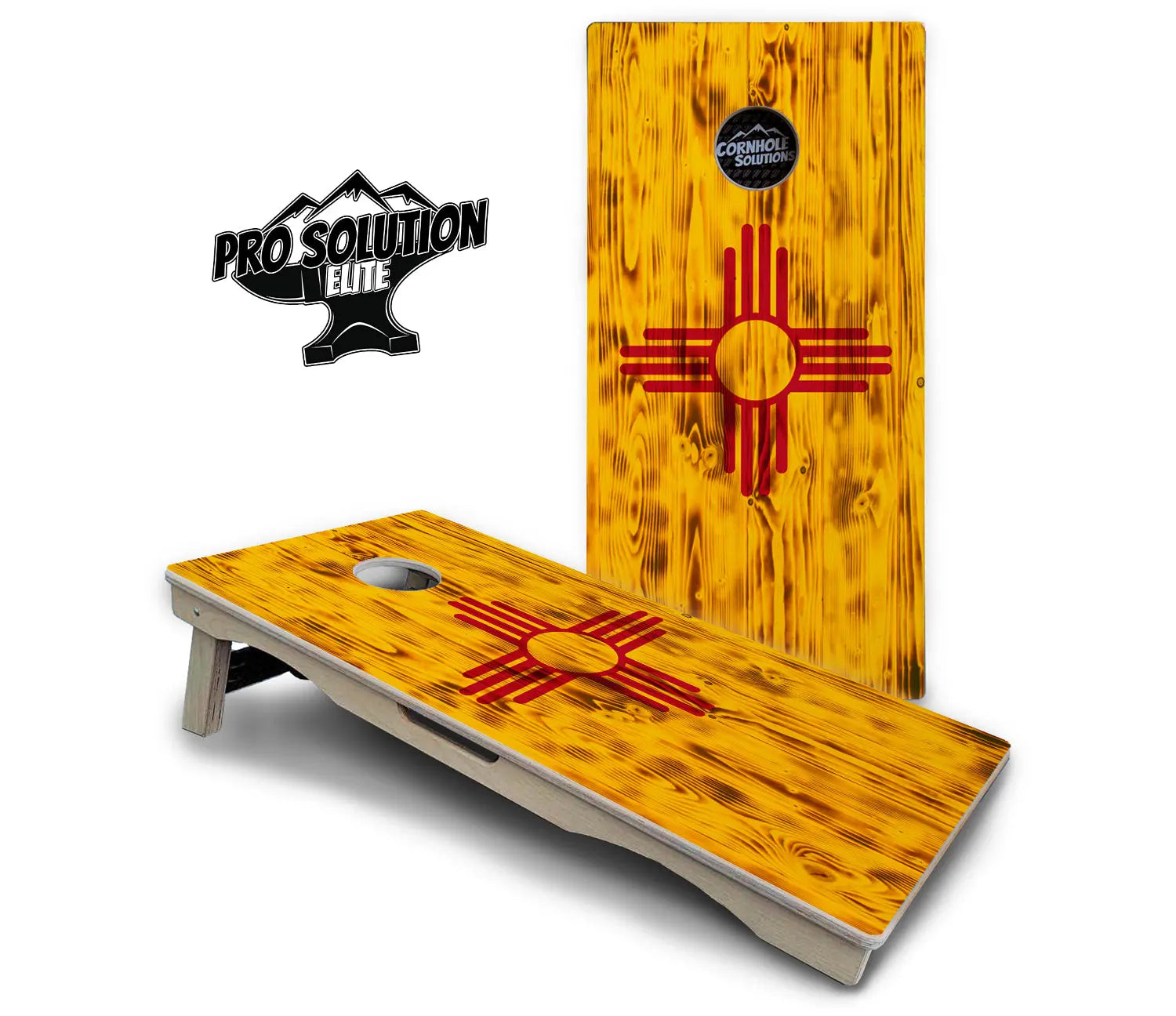 New Mexico Flag Cornhole Boards - Pro Solution Elite Series by Cornhole Solutions, custom cornhole board detail photo 2