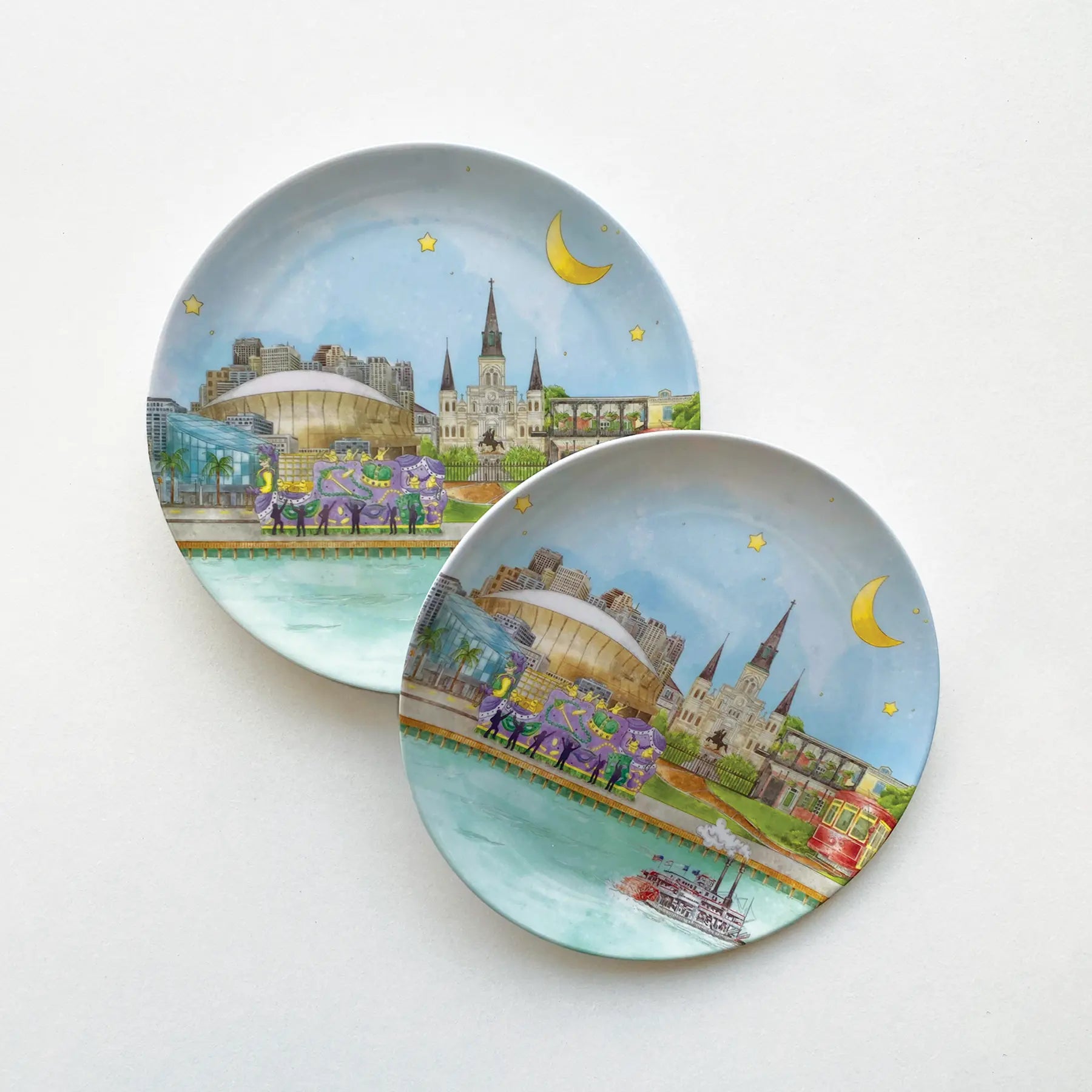 New Orleans Skyline Melamine Dessert Plates Nola Tawk
